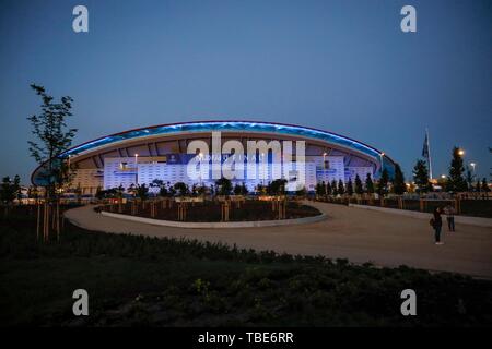 Madrid, Spanien. 01 Juni, 2019. Eine allgemeine Ansicht von Wanda Metropolitano vor der UEFA Champions League Finale zwischen den Tottenham Hotspur und Liverpool an Wanda Metropolitano am 1. Juni 2019 in Madrid, Spanien. (Foto von Daniel Chesterton/phcimages.com) Credit: PHC Images/Alamy leben Nachrichten Stockfoto