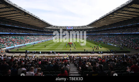 Twickenham, London England. Twickenham, London England. 1. Juni 2019. Gallagher Premiership Rugby Finale, Exeter Chiefs gegen die Sarazenen; Allgemeine Ansicht des Stadions vor Kick off Credit: Aktion plus Sport/Alamy leben Nachrichten Stockfoto