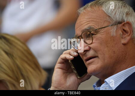 Madrid, Spanien. 01 Juni, 2019. Ehemalige Leicester City und Roma Manager Claudio Ranieri während der 2019 UEFA Champions League Finale zwischen den Tottenham Hotspur und Liverpool an Wanda Metropolitano Stadion, Madrid, Spanien am 1. Juni 2019. Foto von Giuseppe Maffia. Credit: UK Sport Pics Ltd/Alamy leben Nachrichten Stockfoto