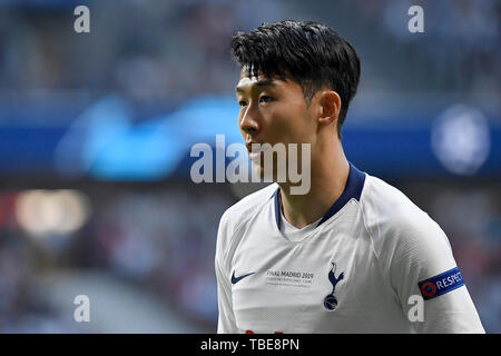 Madrid, Spanien. 01 Juni, 2019. Heung-Min Sohn von Tottenham Hotspur während der 2019 UEFA Champions League Finale zwischen den Tottenham Hotspur und Liverpool an Wanda Metropolitano Stadion, Madrid, Spanien am 1. Juni 2019. Foto von Giuseppe Maffia. Credit: UK Sport Pics Ltd/Alamy leben Nachrichten Stockfoto