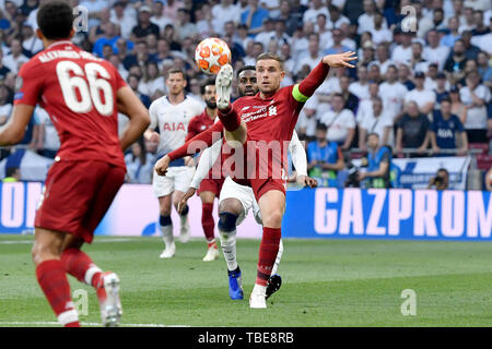 Madrid, Spanien. 01 Juni, 2019. Jordan Henderson des FC Liverpool während der 2019 UEFA Champions League Finale zwischen den Tottenham Hotspur und Liverpool an Wanda Metropolitano Stadion, Madrid, Spanien am 1. Juni 2019. Foto von Giuseppe Maffia. Credit: UK Sport Pics Ltd/Alamy leben Nachrichten Stockfoto