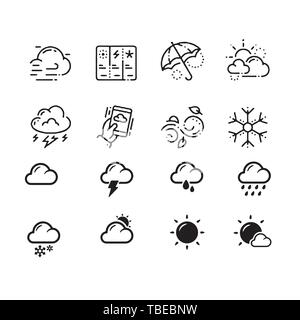 Wetter Symbole mit weißem Hintergrund Vektor Stock Vektor