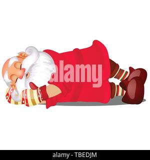Süß schlafen Santa Claus isoliert auf weißem Hintergrund. Beispiel für Poster, party Urlaub Einladung, festliche Karte. Vektor cartoon Close-up Abbildung: Stock Vektor
