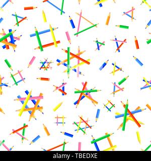 Vektor farbige nahtlose Muster. Verschiedene Formen von Spitz Buntstifte erstellt. Guter Hintergrund Website für Künstler, Stoffe, Kinder. Stock Vektor