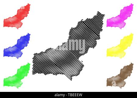 Pandschirtal Provinz (Islamische Republik Afghanistan, Provinzen Afghanistans) Karte Vektor-illustration, kritzeln Skizze Panjsher Karte Stock Vektor