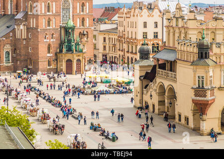 Erhöhte Blick über die mittelalterliche Altstadt in Krakau Stockfoto