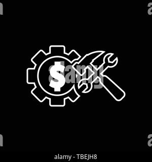 Dollar Zahnräder Symbol mit Tools Vektor Stock Vektor