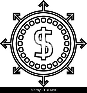 Investitionen line Art Symbol Vektor - Schwarz Stock Vektor