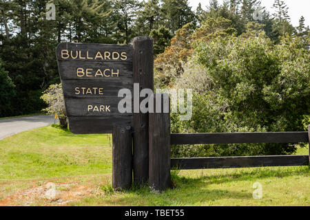 Eingangsschild an der Bullard Beach State Park. Bandon, Oregon Stockfoto