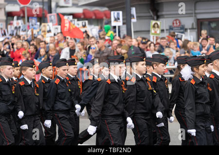 Wladiwostok, Primorski Krai - Mai 9, 2019: Patriotische Aktion 'Unsterblichen Regiment' Stockfoto