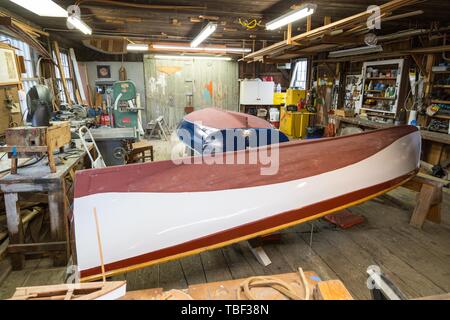 Historischen Schiffbau in das Freilichtmuseum Mystic Seaport, Mystic, Connecticut, USA Stockfoto