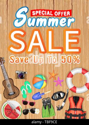 Blick von oben auf die Sommer tropische Meer Sandstrand Stock Vektor