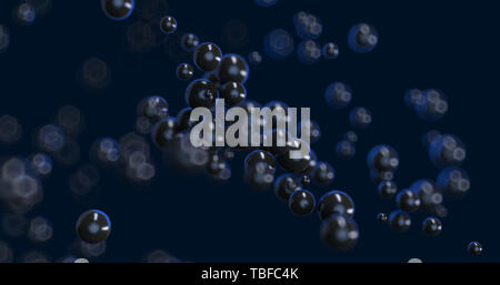 Abstract Schwarzer Hintergrund mit geometrischen Formen, Schärfentiefe und Bokeh. Neon futuristischen Kulisse. 3D-Render Abbildung Stockfoto