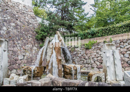 Brunnen bei Fukuyama Schloss Japan 2016 Stockfoto