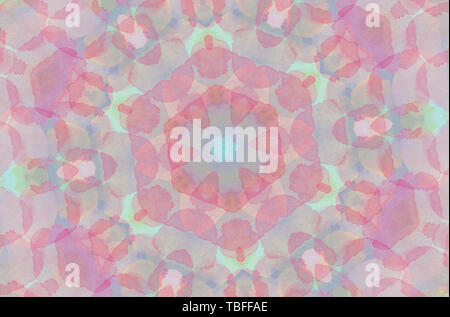 Abstrakte Aquarell Malerei und digitale Kunst mandala Grafik Design in hellen roten und blauen Hintergrundfarbe. Erstaunlich aquarell Art. Stockfoto