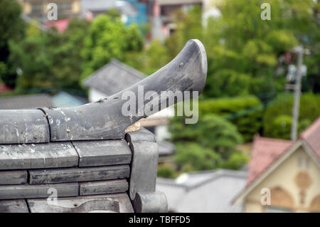 Dachziegel aus der Burg von Fukuyama Fukuyama Japan 2016 Stockfoto