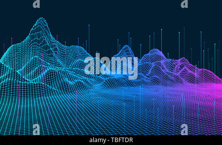 Abstract vector dreidimensionales Netzwerk Hintergrund für große Daten Konzept, Grafik mit künstlicher Intelligenz Konzept Stockfoto