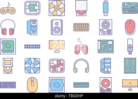 Computer und Hardware Icons Set-Vektor Stock Vektor