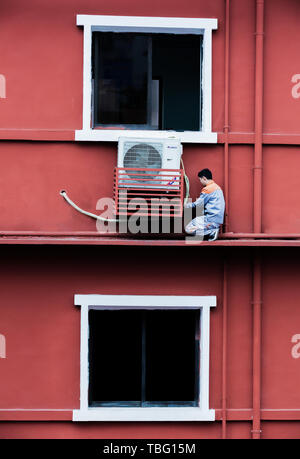 Aus dem Fenster. Stockfoto
