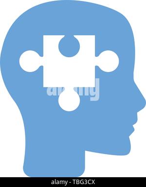 Puzzle Stück Silhouette Kopf - Psychologie Konzept Stock Vektor