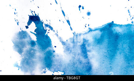 Abstrakte Aquarell Malerei. Strukturierten Hintergrund. Tropft von der blauen Farbe auf Leinwand. Stockfoto