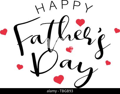 Happy Vatertag Kalligraphie Text mit einem kleinen roten Herzen. Urlaub und Dekoration Wort und Quotes Konzept. Vector Illustration Stock Vektor