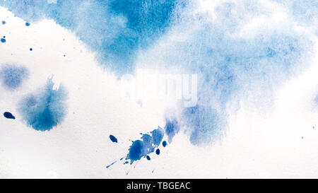 Abstrakte Aquarell Malerei. Strukturierten Hintergrund. Tropft von der blauen Farbe auf Leinwand. Stockfoto
