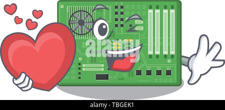 Mit herz Motherboard im PC-Cartoon Stock Vektor