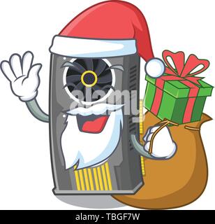 Weihnachtsmann mit Geschenk Grafikkarte oben cartoon Stuhl Stock Vektor