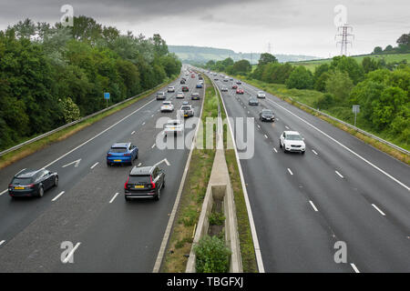 Urlaub Verkehr auf der Autobahn M5 in der Nähe von Weston-super-Mare, Somerset, England. Stockfoto