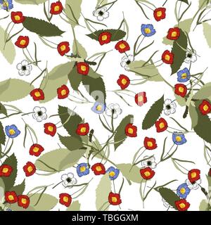 Paradies Blumen. Realistische isoliert Nahtlose kleinen Blumenmuster. Hand Vector Illustration gezeichnet. Stock Vektor