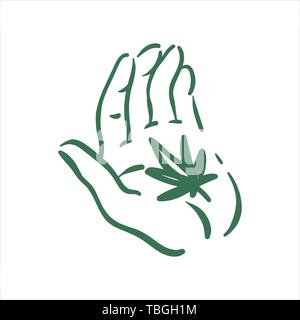 Vektor hand in hand Cannabis Abbildung auf weißem Hintergrund Stock Vektor