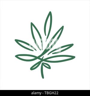 Vektor Hand gezeichnet Cannabis leaf Abbildung auf weißem Hintergrund Stock Vektor