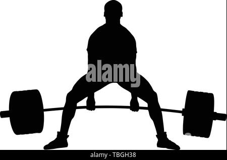 Kreuzheben powerlifting Wettbewerb Athlet männliche schwarze Silhouette Stock Vektor