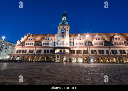 Clocktower des alten Rathauses in Leipzig, Deutschland Stockfoto