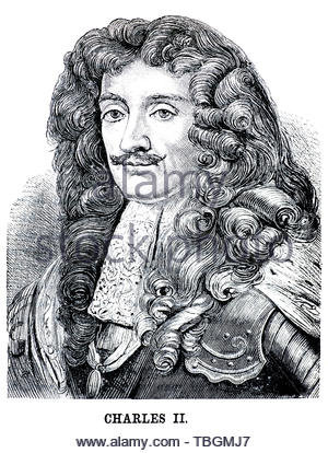 Charles II., 1630 - 1685, König von England, Schottland und Irland. Er war König von Schottland von 1649 bis zu seiner Absetzung 1651, und der König von England, Schottland und Irland von der Restauration der Monarchie 1660 bis zu seinem Tod Stockfoto