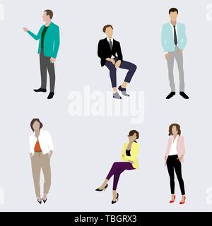 Zuversichtlich, dass Geschäftsleute, Mann und Frau. Business Leute unterschiedliche, Geschäftsmann sicher und professionell, weiblichen und männlichen Posing, Vektor illustratio Stock Vektor