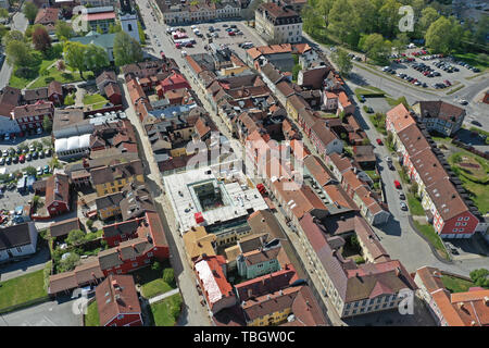 Der hölzerne Stadt Eksjö in Eksjö Innenstadt über 50 Erbe hat - Gelistet Holzhäuser und ist in Europa einer der am besten erhaltenen Städte aus Holz. Stockfoto