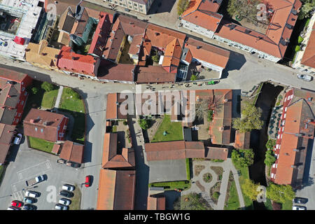 Der hölzerne Stadt Eksjö in Eksjö Innenstadt über 50 Erbe hat - Gelistet Holzhäuser und ist in Europa einer der am besten erhaltenen Städte aus Holz. Stockfoto