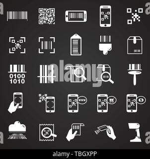 Barcode verwandte Symbole auf dem Hintergrund für Grafik- und Webdesign. Einfache Abbildung. Internet Konzept Symbol für Website Taste oder mobile App. Stock Vektor