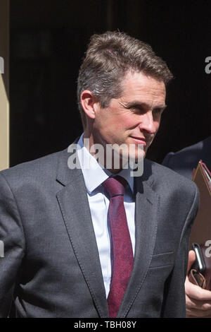 Gavin Williamson CBE MP, ehemaliger Staatssekretär für Verteidigung, fährt der Downing Street nach der Kabinettssitzung am Dienstag, 30. April 2019. Mit: Gavin Williamson CBE MP Wo: London, Großbritannien Wann: 01. Mai 2019 Credit: Wheatley/WANN Stockfoto