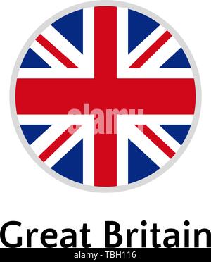 Großbritannien Flagge runde, flache Symbol, europäischen Land Vector Illustration Stock Vektor