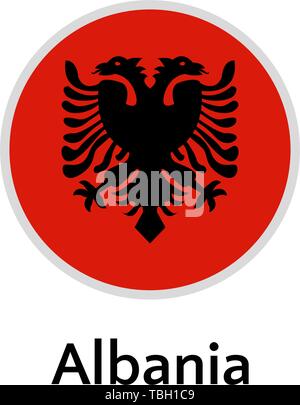 Albanien Flagge runde, flache Symbol, europäischen Land Vector Illustration Stock Vektor