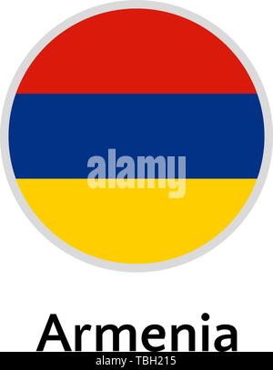 Armenien Flagge runde, flache Symbol, europäischen Land Vector Illustration Stock Vektor