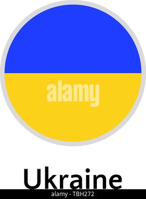 Ukraine Flagge runde, flache Symbol, europäischen Land Vector Illustration Stock Vektor