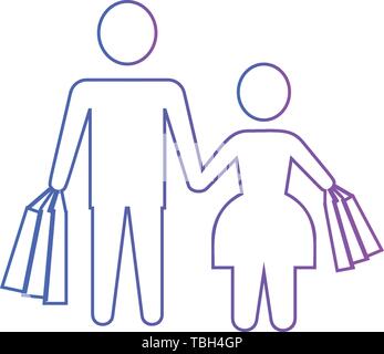 Junge und Mädchen shopper Symbol Stock Vektor