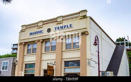 Masonic Temple Gebäude in der Altstadt von Bandon. Bandon, Oregon Stockfoto