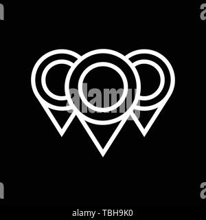 Lage Zeichen - Drei Kartenzeiger icon-Vektor Stock Vektor