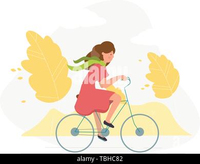 Sportliche Mädchen auf dem Fahrrad-Vector Illustration Stock Vektor