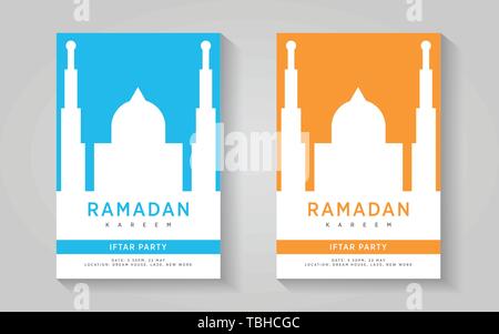 Ramadan Kareem iftar Plakat template-Moschee weiss Blau und Gelb vektor design Stock Vektor